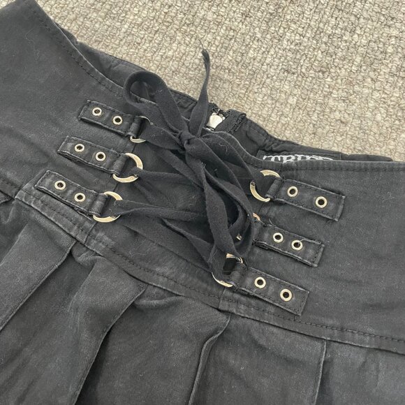 Tripp NYC Daang Goodman Royal Bones Black Pleated Corset Mini Skirt Y2k - Picture 3 of 8